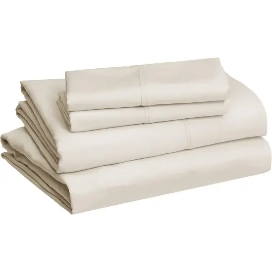 Ivory 1000 Thread Count Cotton Sheet Set Sateen Weave Deep Pocket Fitted Sheets Included {6}