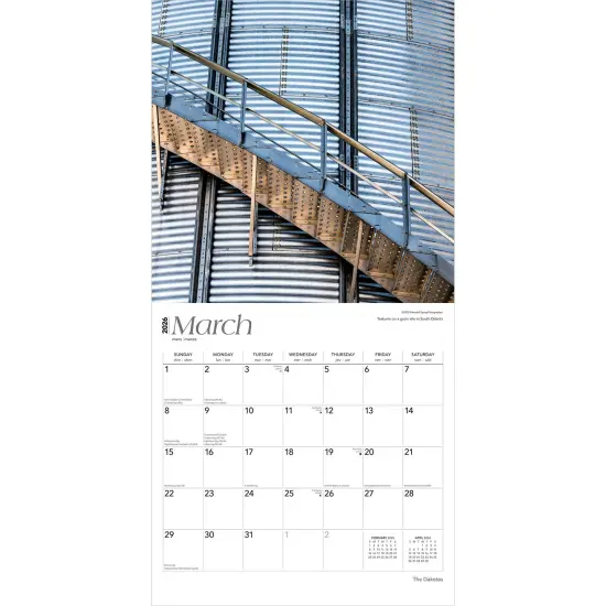 The Dakotas | North Dakota & South Dakota Places | 2026 12 x 24 Inch (Hanging) Monthly Square Wall Calendar | Plastic-Free {3}