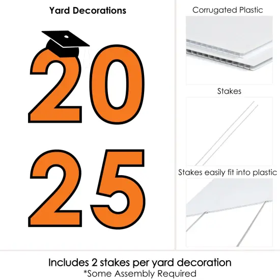 Big Dot of Happiness Orange 2025 Graduation Party Yard Signs - Outdoor Lawn Decorations - 2025 {6}