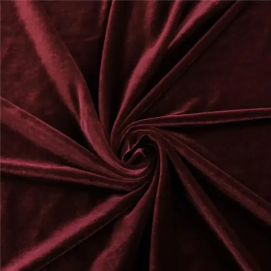 1 Yard Burgundy Stretch Velvet Fabric for Dresses Crafts Apparel Backdrops DIY 58"/60" Width {1}
