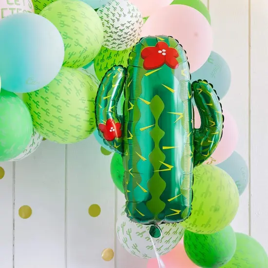 50 Pack Tropical Cactus Latex Balloons with Ribbons for Fiesta and Cinco de Mayo Party Supplies Decoration, 12 in Blue {4}