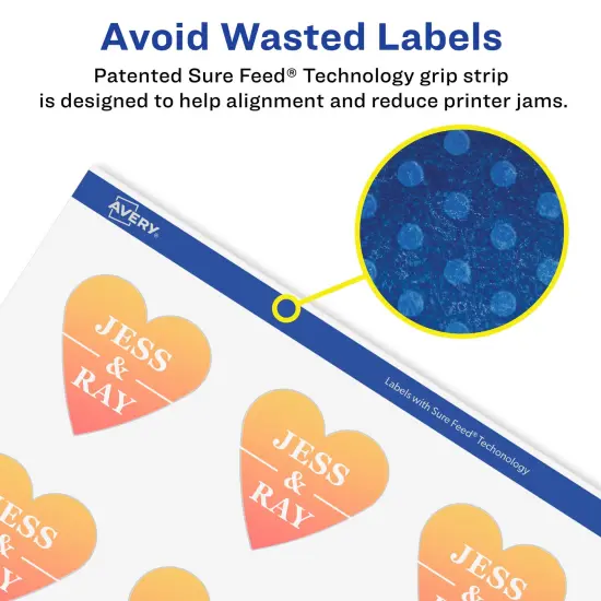 Avery Glossy Clear Heart Labels with Sure Feed, 1.5" x 1.5" {4}