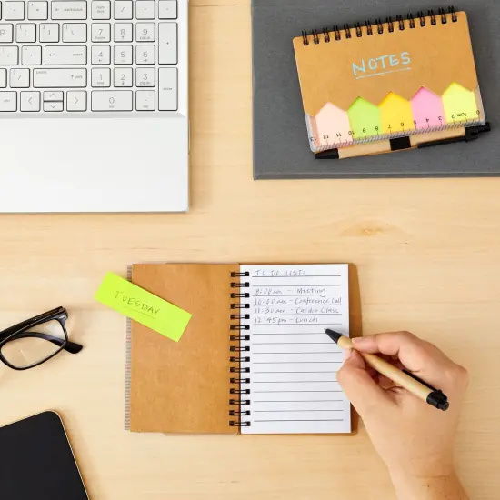 6 Pack Pocket Notebook with Pen - Small Spiral Steno Notepads Bulk with Sticky Tabs and Ruler - Kraft Paper Cover (4 x 5.5 In) Brown {3}