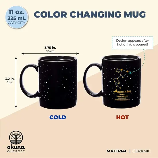 11-Ounce Color Changing Mug with Aquarius Zodiac Astrological Sign Design (Black) {2}