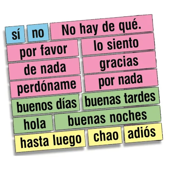 Poster Pals Spanish Educational & Language Teaching High Frequency Vocabulary Card phrase Posters, colorful laminated cards classroom reference and instruction {5}