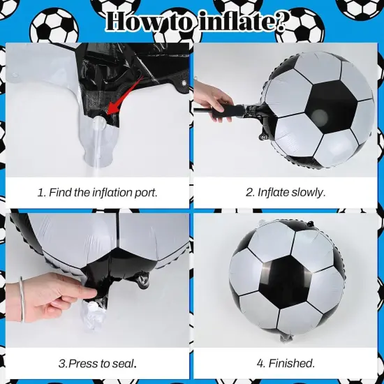 18 Inch Soccer Ball Foil Print Balloon(Blue Silver) {3}