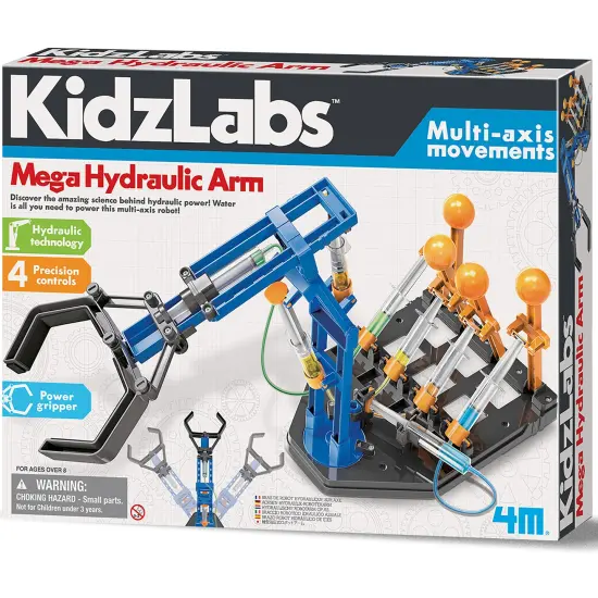 4M: KidzLabs: Mega Hydraulic Arm - DIY Robotic Water Powered Technology Kit, 18" Arm w/ Multi-Axis Movements, STEM Science Activity Set, Kids Ages 8+ {1}