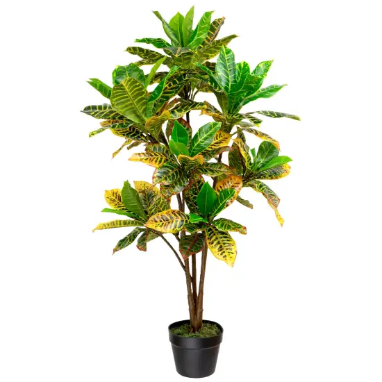Northlight Artificial Croton Tree with Variegated Leaves - 45.75" Green {3}