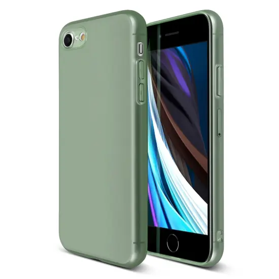 Translucent Matte Case For iPhone SE 2020 (2nd Gen), Semi-Transparent Smooth Touch Soft TPU Thin Cover Green, by Insten {1}