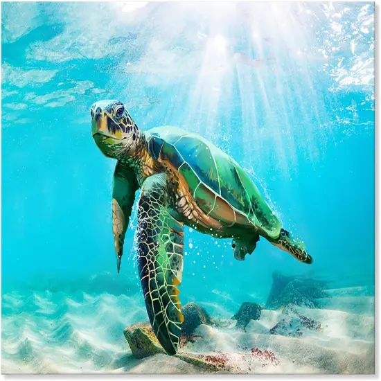 Summer Green Sea Turtle Wall Decor Tropical {1}