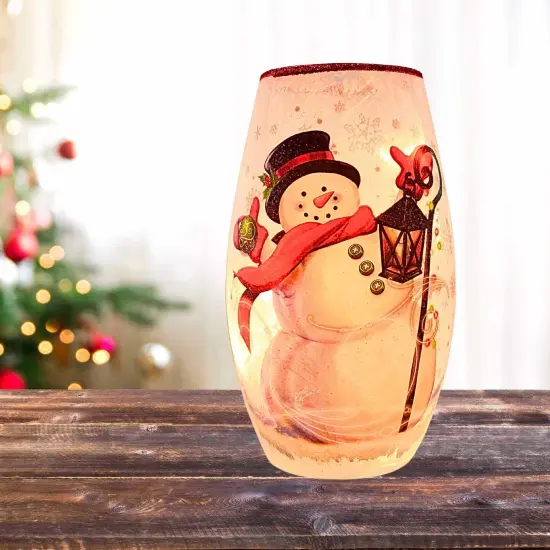 Stony Creek 7.25 In Jolly Snowman Pre-Lit Med Christmas Lighted Glass Accent , Christmas Decor Electric Windy Winter Snow LAMP POST {4}
