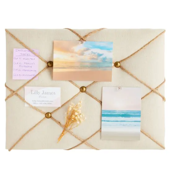 Fabric Bulletin Board &ndash; Photo Display Board for Walls, Office, Bedroom, Kitchen (16x12in) Brown {4}