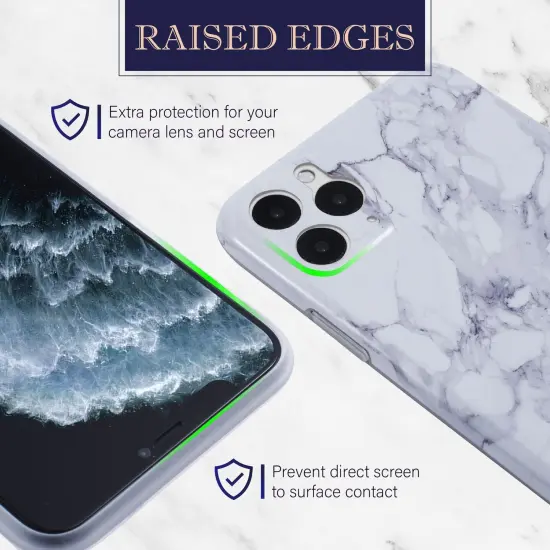 Glossy Marble Case For iPhone 11 Pro Max 6.5 inch (2019), Soft Flexible Slim TPU Rubber Smooth Cover Shockproof & Anti-Scratch, White Marble by Insten {4}