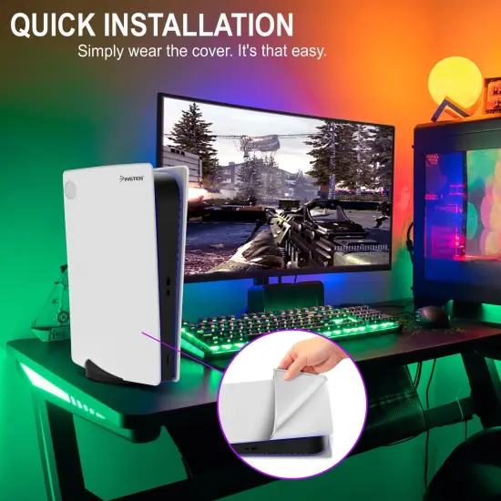 Insten Silicone Skin Cover For PS5 Digital Edition Console, Anti-Scratch Anti-Dust Protective Case, White {7}