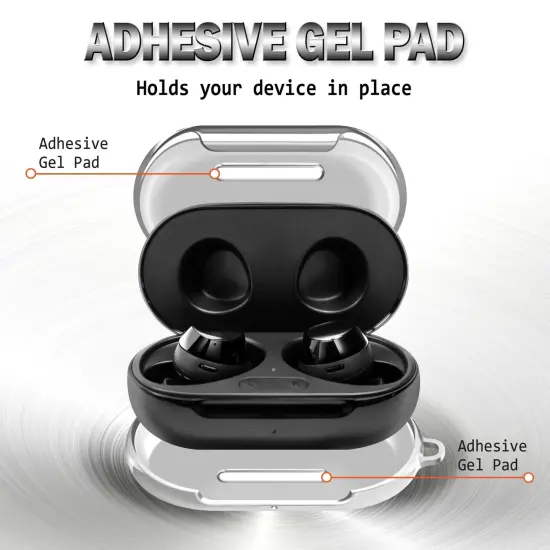 For Samsung Galaxy Buds / Plus Case with Keychain, Protective Earbuds Cover, Metallic Silver {4}
