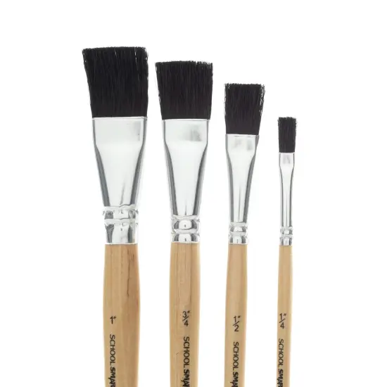 School Smart Black Bristle Paint Brushes, Short Handle, Assorted Sizes, Set of 72 {5}