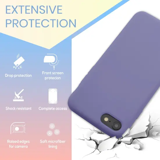 Liquid Silicone Case For iPhone SE 2020, Soft Touch Full Body Protection with Microfiber Lining Ultra Slim Gel Cover Lavender Purple, by Insten {2}
