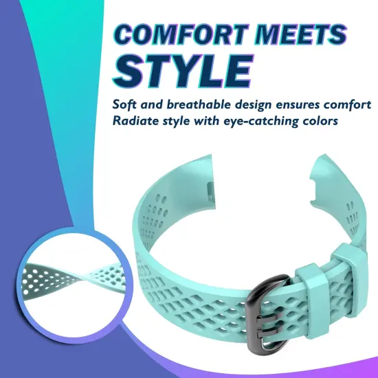 For Fitbit Charge 3 / 3 SE / 4 Bands, Replacement Strap for Women Men, Size Small, Light Blue {6}