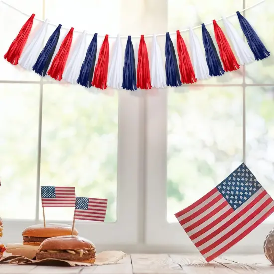 30 Pcs Red Blue White Banner Party Decorations {5}