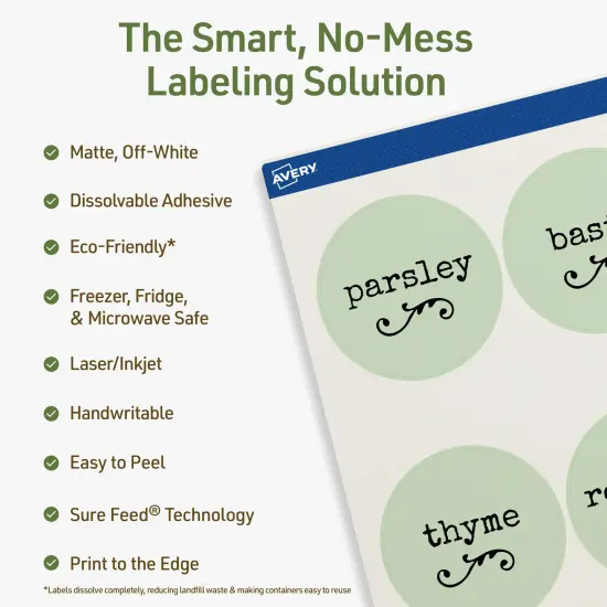 Avery Dissolvable Labels, 2.5" Diameter Round {2}