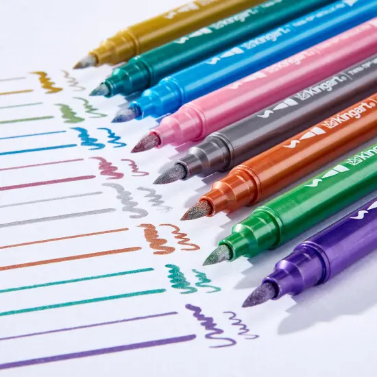 KINGART&reg; Twin-Tip&trade; Metallic Pens, Brush & Fine, 10 Shimmering Colors {6}
