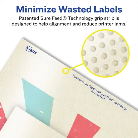 Avery Pearlized Ivory Square Labels with Sure Feed Technology, 8" x 8" {4}