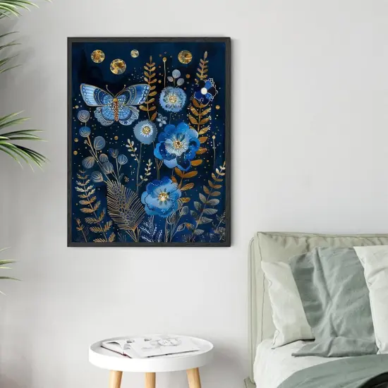 Blue Flower Diamond Art Kits for Adults Beginner,DIY Diamond Art 5D Full Drill Diamond Dots with Complete Tools,Diamond Painting Gem Art Craft for Home Wall Decor Gift-12x16in {3}