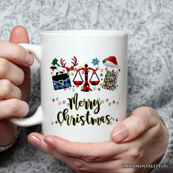 Law and Legal Theme Buffalo Plaid Christmas Mug, Lawyer and Paralegal Clerk Gift {2}
