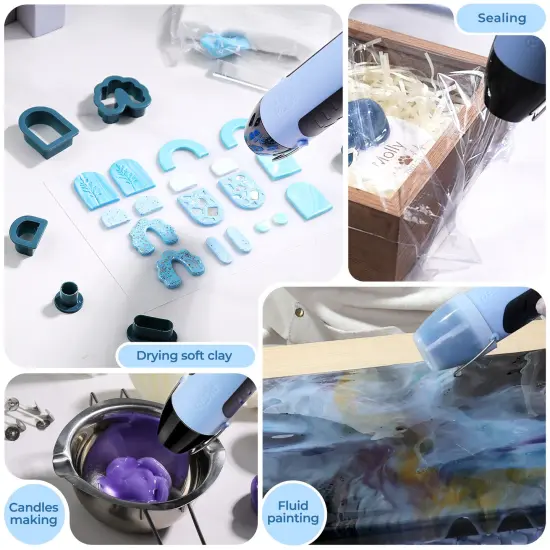 LET&rsquo;S Resin Heat Gun for Resin,350W Fast Heating Dual Temp Heat Gun (482&deg;F~752&deg;F) with 3 Nozzles and 2 Silicone Covers,4.9Ft Long Cable Heat Gun for Crafting,Shrink Tubing,Vinyl Wrap,Epoxy Resin {2}