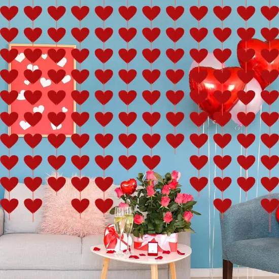 40PCS Valentines Day Decor, Red Heart Banner with Felt Hearts, Hanging Valentines Day Decoration Indoor Outdoor Valentine's Day Party Banner for Wall Fireplace Office Home Decor {3}