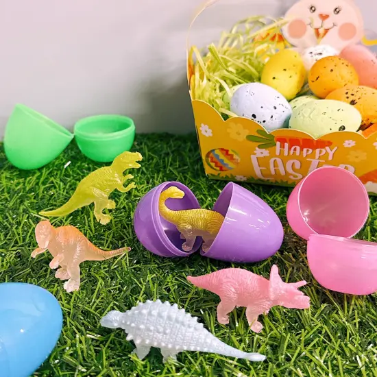 Wrapables Mini Plastic Dinosaur Figurines, Miniature Dino Figures for Cake Toppers, Birthday Party Favors, Stocking Stuffers, Easter Egg Fillers (Set of 24), Luminous {6}