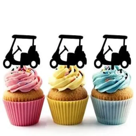 Golf Cart Silhouette Acrylic Cupcake Toppers 12 pcs {1}