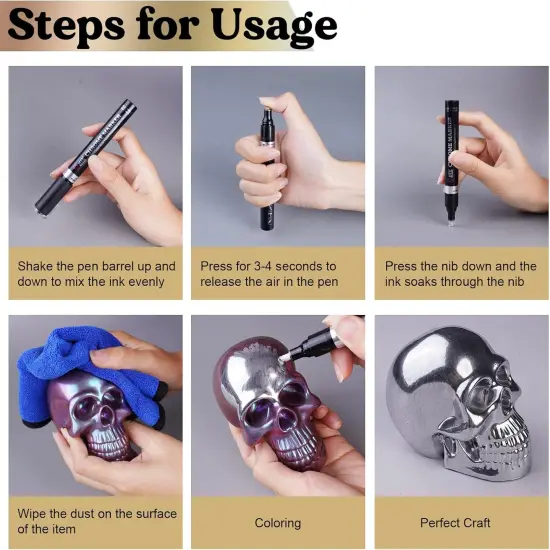 LET'S RESIN Liquid Mirror Chrome Metallic Markers, Reflective Gloss, 2-5mm Larger Application Area, 3 Colors Epoxy Resin Tools/Supplies for Coloring, Stroke, Painting, DIY Craft {3}