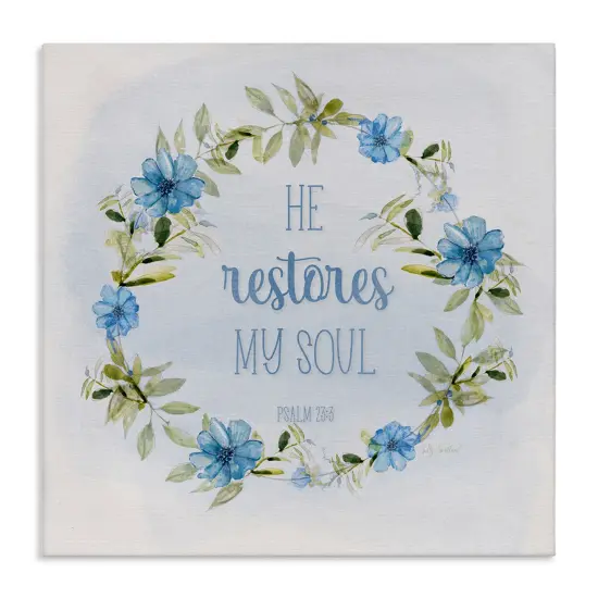 Stupell Industries Restores My Soul Proverb Canvas Wall Art Design by Sally Swatland {1}