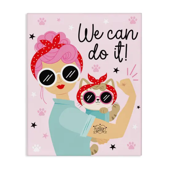 Stupell Industries We Can Girl & Cat Canvas Wall Art Design by Ilis Avil&eacute;s {1}