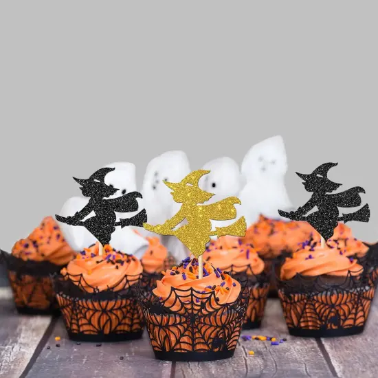 24pcs Glitter Halloween Cupcake Toppers {3}