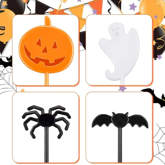 120 Pieces Plastic Halloween Food Picks and Cupcake Toppers {3}