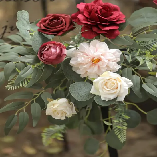 Artificial Flowers Combo Set Bouquets (Burgundy) {5}