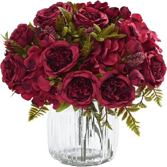 4 Packs Peonies Artificial Flowers Bouquet - Red {1}