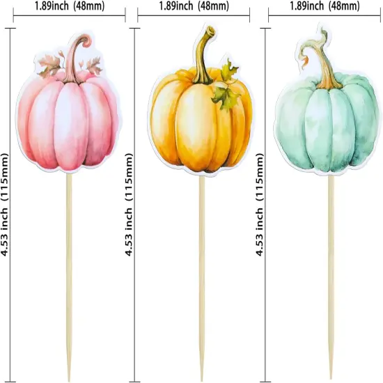 36Pcs Pumpkin Cupcake Toppers {2}