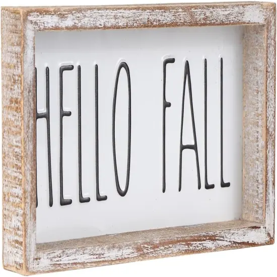 Hello Fall Block Sign Tabletop Decor {1}