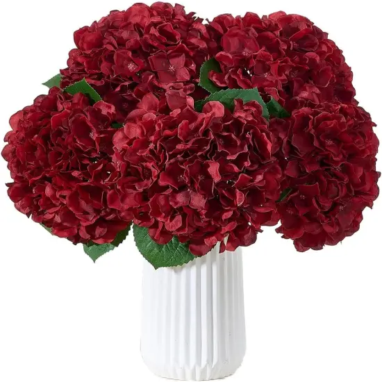 8Pcs Burgundy Fake Flowers bouquet {1}