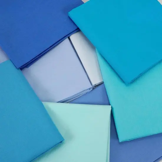 8Pcs 18x22 inch 100% Cotton Fabric Solids Blue Color Fat Quarters Quilting {3}