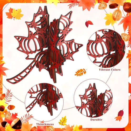 12 Pcs Thanksgiving Wooden Table Signs Maple Leaf Wood Tabletop Decoration {5}