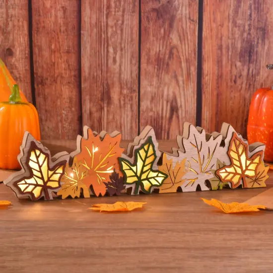 Lighted Fall Maple Leaves Table Decor {2}