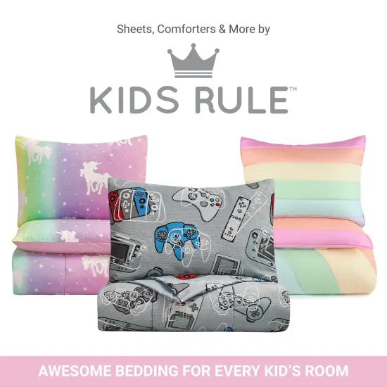 Kids Rule 2-Piece Rainbow Quilt Set | 1 Twin Bed Size Quilt & 1 Standard Sham | Made of 100% Micro-denier Polyester Fiber | Soft, Smooth & Durable | Ideal for Teens & Tweens | Multicolor {6}