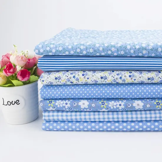 7Pcs 20" x 20" Cotton Fabric DIY Making Supplies Quilting Patchwork (Blue, 20" x 20") {1}
