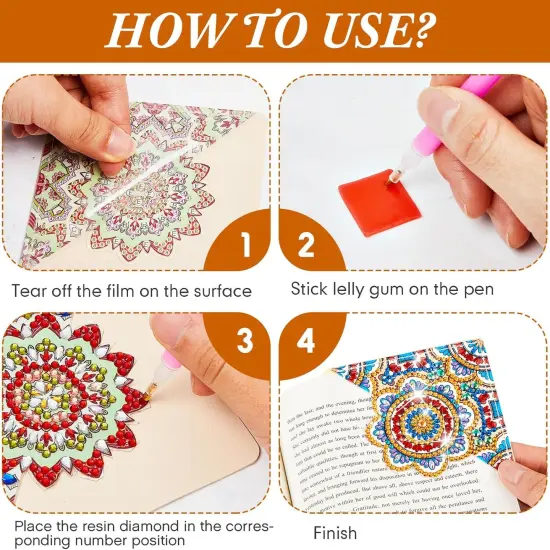 8 Pcs Mandala Diamond Art Painting Bookmarks Kits {4}
