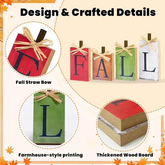 4-PCS Vintage Wooden Fall Table Decor {2}