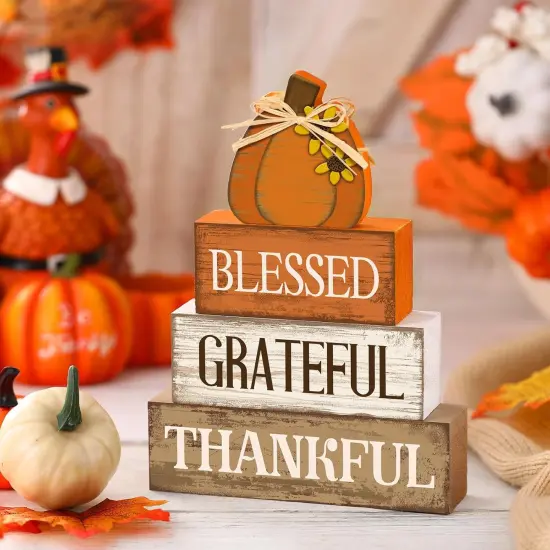 4 Pcs Fall Thanksgiving Tabletop Sign Decor {4}